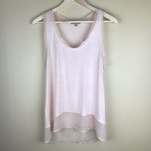 Anthropologie Blush Pink Tank w/ Frayed Detail
